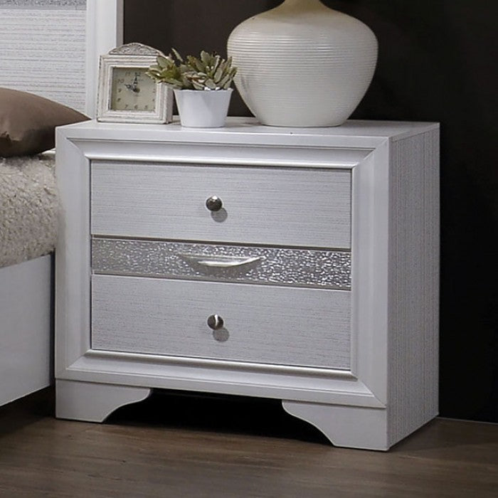 CM7552WH-4PC  4 pc Rosdorf park schramm chrissy white finish wood queen bed set with drawers in foot board
