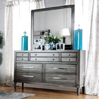 CM7556-D Daphne gray finish wood 7 drawer dresser with felt lined hidden drawer jewelry storage