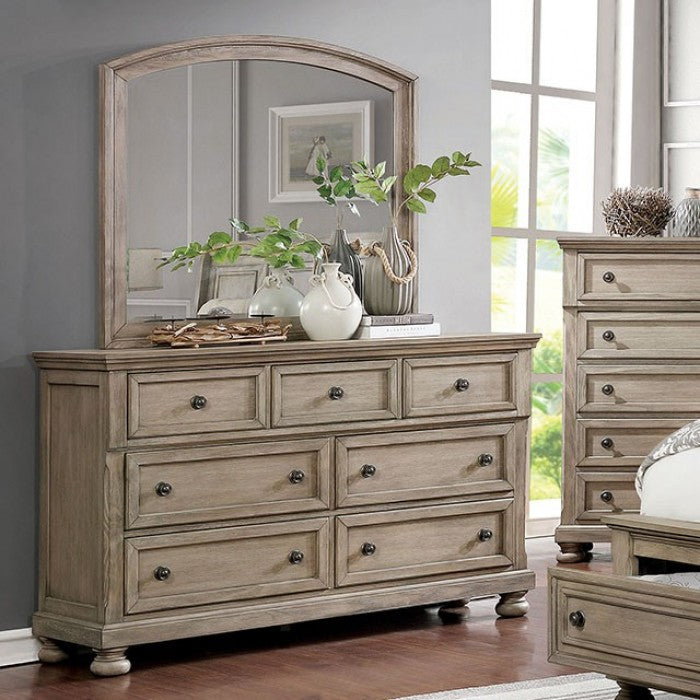 CM7568 4 pc Everly quinn gracie oaks Wells gray finish wood queen bed set with footboard drawers