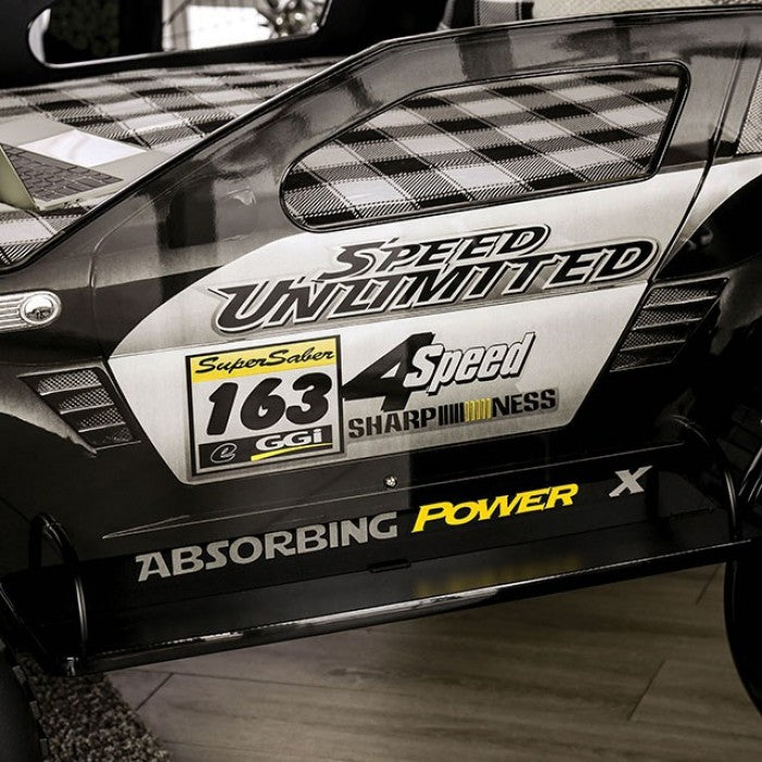 CM7641 Hokku designs speed jump raised racing car style design twin size kids bed w/ LED lights