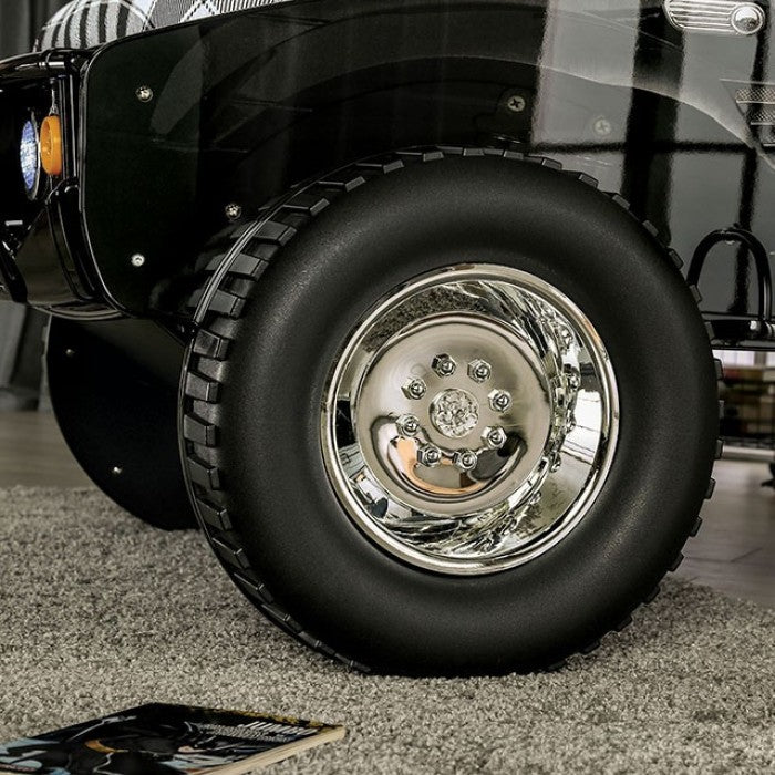 CM7641 Hokku designs speed jump raised racing car style design twin size kids bed w/ LED lights