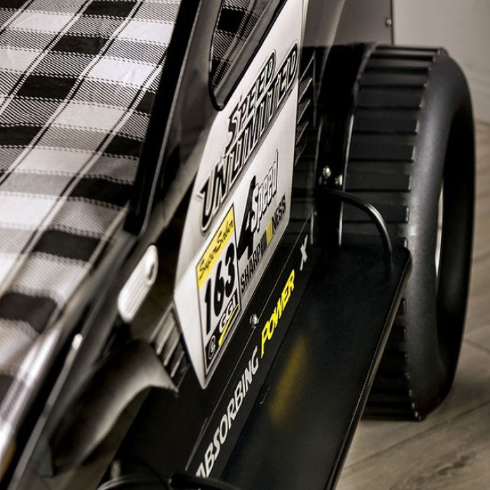 CM7641 Hokku designs speed jump raised racing car style design twin size kids bed w/ LED lights