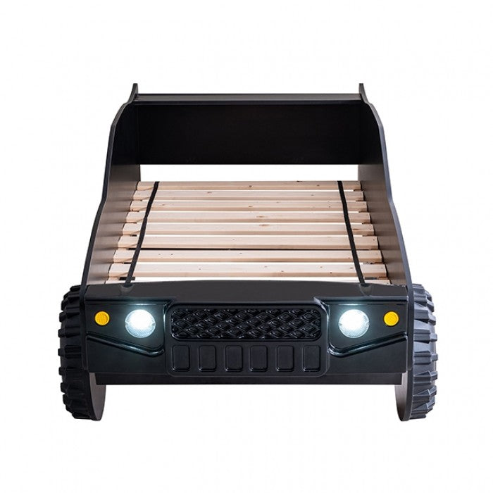 CM7641 Hokku designs speed jump raised racing car style design twin size kids bed w/ LED lights