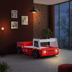 CM7644 Hokku designs Fierstall fire truck style design twin size kids bed w/ LED lights