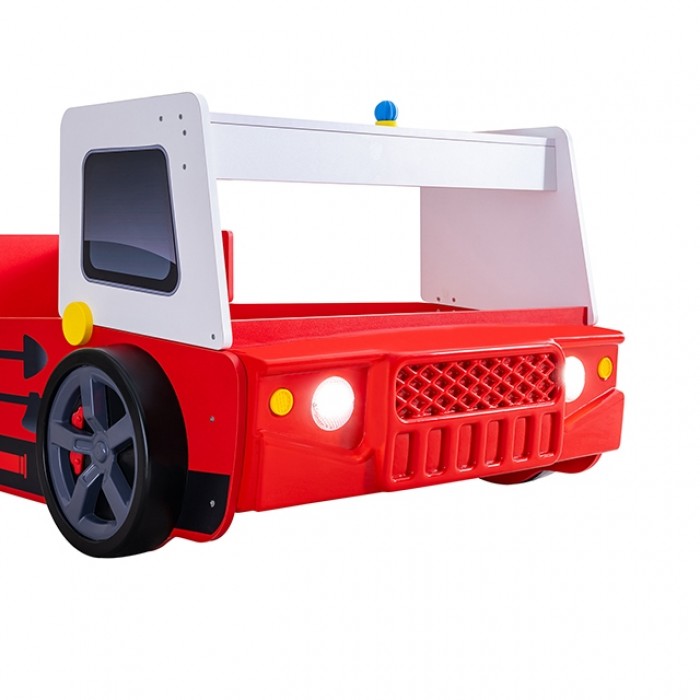 CM7644 Hokku designs Fierstall fire truck style design twin size kids bed w/ LED lights