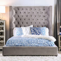 CM7669GY Willa arlo interiors Rosabelle high back grey velvet fabric tufted queen bed set with nail head trim