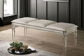 CM7899BN Rosdorf park Maddie pearl white padded leatherette seat and clear acrylic legs bedroom bench