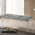 CM7899SV-BN Rosdorf park Maddie silver padded leatherette seat and clear acrylic legs bedroom bench