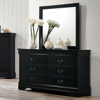 FM7866BK-4PC 4 pc Louis Phillipe black finish wood sleigh queen bedroom set