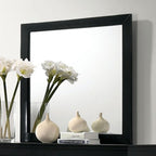 FM7866BK-4PC 4 pc Louis Phillipe black finish wood sleigh queen bedroom set