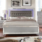 CM7977SV  4 pc Rosdorf park drage brachium silver finish wood queen bedroom set with mirror accents