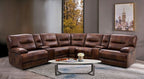 CM9905 3 pc Darby home co louella brown top grain leather match sectional sofa with power motion recliner and headrest ends and USB chargers