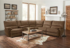 CM9909BR 6 pc Darby home co cerelia brown fabric moduler sectional sofa with power motion recliners and power footrests