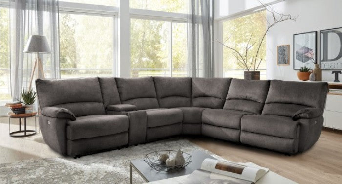 CM9909GY 6 pc Darby home co cerelia grey fabric modular sectional sofa with power motion recliners and power footrests