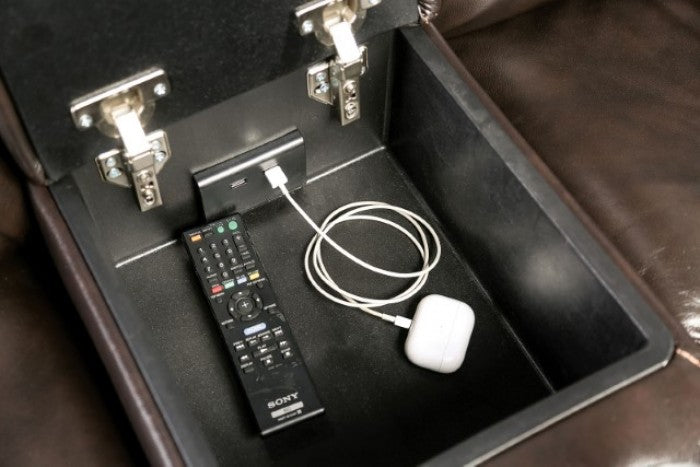 CM9910ES 3 pc Darby home co gorgius espresso top grain leather match sectional sofa with power motion recliners and USB plugs