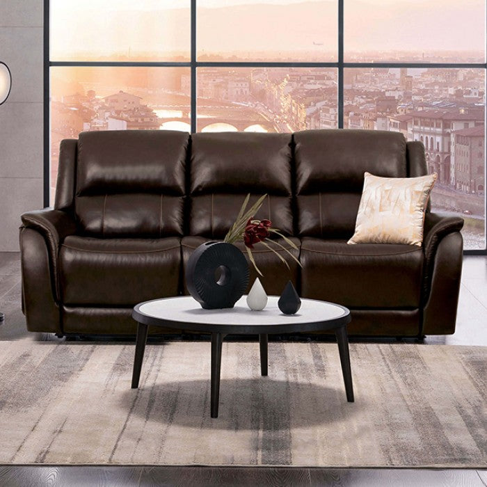 CM9910ES-2PC 2 pc Darby home co gorgius espresso top grain leather match sofa and love seat power motion recliners and USB plugs