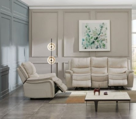 CM9911BG-2PC 2 pc Henricus beige fabric sofa and love seat set recliner ends