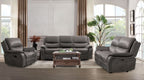CM9911DG-2PC 2 pc Henricus dark grey fabric sofa and love seat set recliner ends