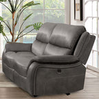 CM9911DG-2PC 2 pc Henricus dark grey fabric sofa and love seat set recliner ends