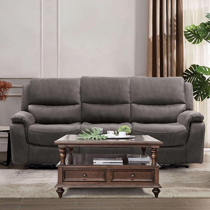 CM9911DG-2PC 2 pc Henricus dark grey fabric sofa and love seat set recliner ends