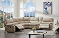CM9912BG 3 pc Darby home co jerominus beige fabric sectional sofa with cup console and recliner ends and USB ports