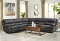 CM9912DG 3 pc Darby home co jerominus dark grey fabric sectional sofa with cup console and recliner ends and USB ports