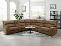 CM9915BR 3 pc Darby home co apostolos brown fabric sectional sofa with power motion recliners and headrests / footrests