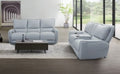 CM9921PB-PM-2PC 2 pc Latitude run pale blue top grain leather match sofa and love seat with power recliner ends adjustable headrests