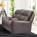 CM9922GY-PM-2PC 2 pc Artemia grey leatherette sofa and love seat with power recliner ends USB ports