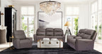 CM9922GY-PM-2PC 2 pc Artemia grey leatherette sofa and love seat with power recliner ends USB ports