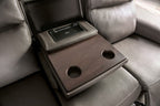 CM9922GY-PM-2PC 2 pc Artemia grey leatherette sofa and love seat with power recliner ends USB ports