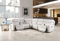 CM9923FG-PM 3 pc Edmondus light taupe leatherette sectional sofa with power recliner ends power adjustable headrests