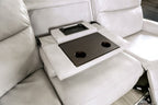 CM9923FG-PM 3 pc Edmondus light taupe leatherette sectional sofa with power recliner ends power adjustable headrests