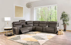 CM9923GY-PM 3 pc Edmondus dark gray leatherette sectional sofa with power recliner ends power adjustable headrests