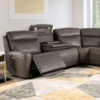 CM9923GY-PM 3 pc Edmondus dark gray leatherette sectional sofa with power recliner ends power adjustable headrests
