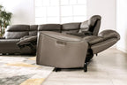 CM9923GY-PM 3 pc Edmondus dark gray leatherette sectional sofa with power recliner ends power adjustable headrests