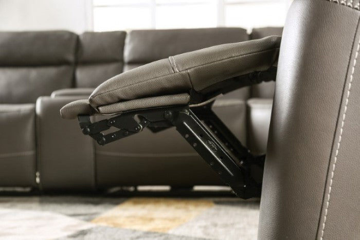CM9923GY-PM 3 pc Edmondus dark gray leatherette sectional sofa with power recliner ends power adjustable headrests