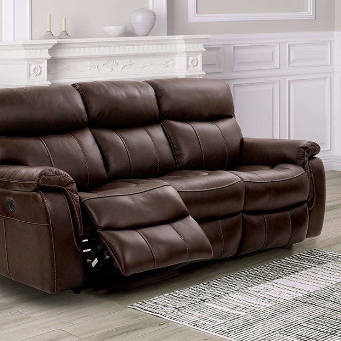 CM9926MB-PM-2PC 2 pc Antenor brown top grain leather sofa and love seat set power recliner ends and power headrests