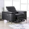 CM9927BK-PM-CH Ascona black breathable leatherette mid-century modern power motion recliner chair