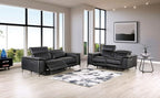 CM9927BK-PM 2 pc Ascona black breathable leatherette mid-century modern power motion recliner sofa and love seat set