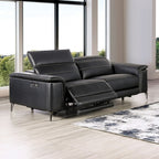 CM9927BK-PM 2 pc Ascona black breathable leatherette mid-century modern power motion recliner sofa and love seat set