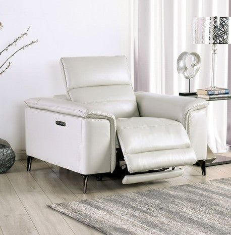 CM9927FG-PM-CH  Ascona light taupe breathable leatherette mid-century modern power motion recliner chair