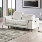 CM9927FG-PM 2 pc Ascona light taupe breathable leatherette mid-century modern power motion recliner sofa and love seat set