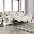 CM9927FG-PM 2 pc Ascona light taupe breathable leatherette mid-century modern power motion recliner sofa and love seat set
