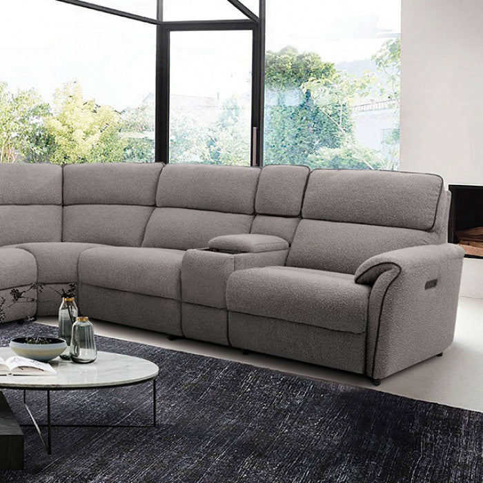 CM9928SM-PM 3 pc Osanna warm grey boucle fabric sectional sofa with power recliner ends power adjustable headrests