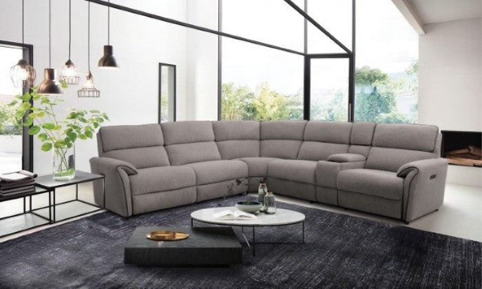 CM9928SM-PM 3 pc Osanna warm grey boucle fabric sectional sofa with power recliner ends power adjustable headrests