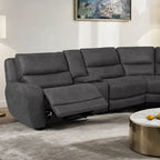 CM9930DG-PM 3 pc Demetrius granite grey polished microfiber sectional sofa with power motion recliner ends and USB plugs