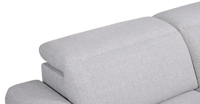 CM9933LG-SECT-PM 2 pc Melancton light grey fabric 123.5" sectional sofa set with power motion recliner adjustable headrests