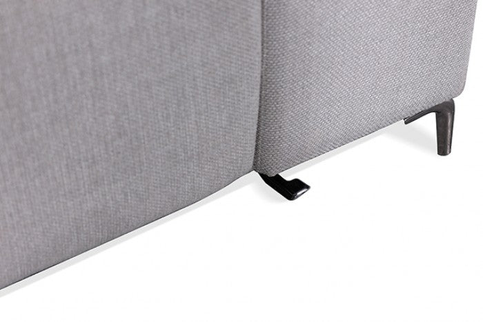 CM9933LG-SECT-PM 2 pc Melancton light grey fabric 123.5" sectional sofa set with power motion recliner adjustable headrests