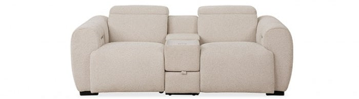 CM9934WH-PM 2 pc Thaddea white fabric power motion sofa and love seat with wireless charging